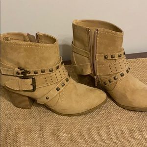 Booty heels with studded embellishments